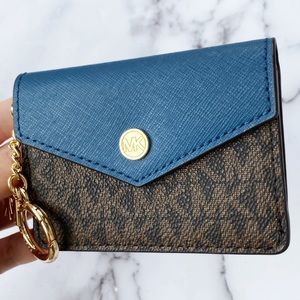 NWT Michael Kors Cardholder Brown blue